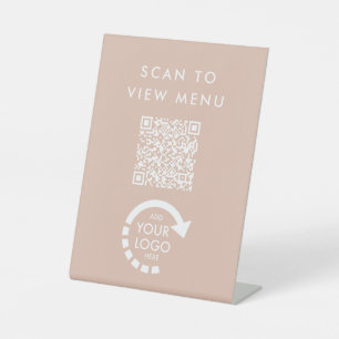 IHR EIGENES LOGO Beige QR Code Menü Signieren Sockelschild