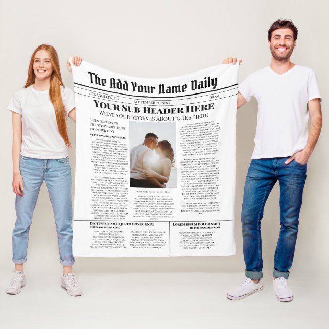 Ihr eigenes Titelblatt News Story Foto Personalisi Fleecedecke (Beispiel)