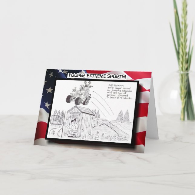 Ihr Extremsport! Outhouse Jump Grußkarte Karte (Vorderseite)