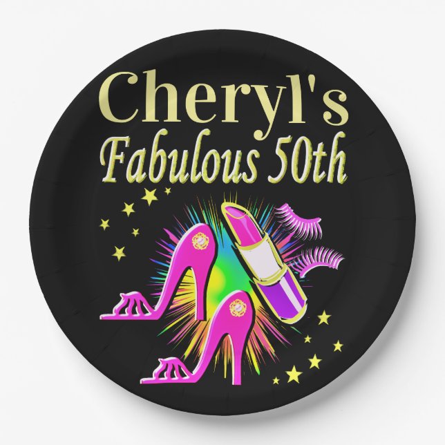 IHR FABULOUS 50. PERSONALISIERTES DESIGN PAPPTELLER (Vorderseite)