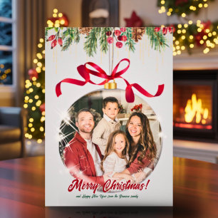 Ihr Familienfoto-Christbaumanhänger als Weihnachts Feiertagskarte