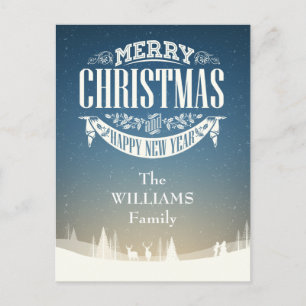 Ihr Familienname Frohe Weihnachts-Winter-Schneesze Postkarte