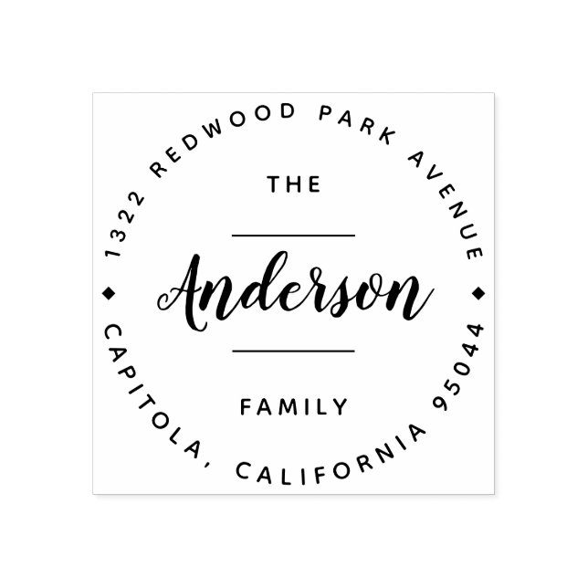 Ihr Familienname | Handgeschriebene Skriptadresse Gummistempel (Prägung)