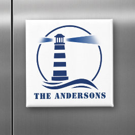 Ihr Familienname oder Text Lighthouse Ozeanwellen Magnet