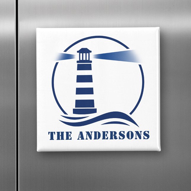 Ihr Familienname oder Text Lighthouse Ozeanwellen Magnet (Von Creator hochgeladen)