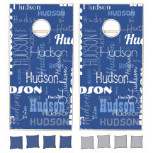 Ihr Familienname Typografie Muster Blau & Weiß