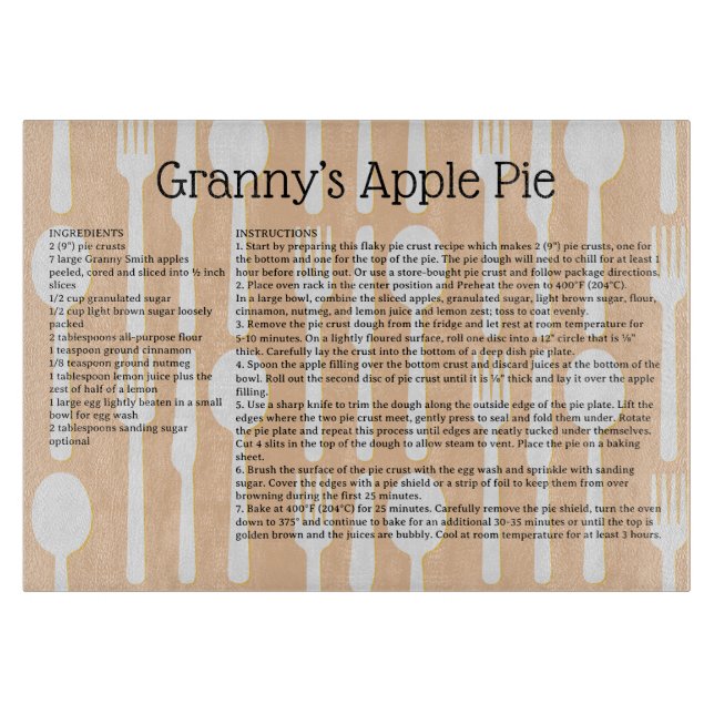 Ihr Familienrezeptgenuss Utensisches, kundenspezif Schneidebrett (Vorderseite)