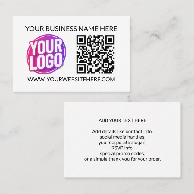 Ihr Firmen-Logo & QR-Code & Text des Unternehmens- Visitenkarte (Vorne/Hinten)