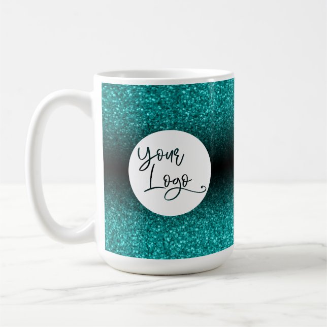 Ihr Firmenlogo, Aquamariner Glitzer und Black Ombr Kaffeetasse (Links)