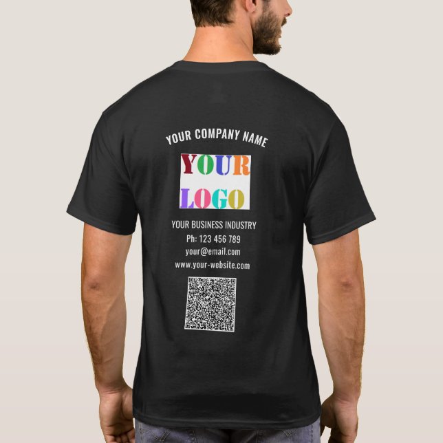 Ihr Firmenlogo Benutzerdefinierter Text mit QR-T - T-Shirt (Rückseite)