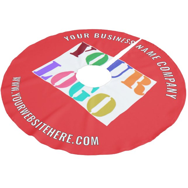 Ihr Firmenlogo Eigener Text Weihnachtsbaum-Rock Polyester Weihnachtsbaumdecke (Schrägansicht)