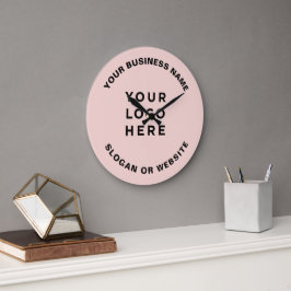 Ihr Firmenlogo Einfach und professionell Rosa Große Wanduhr