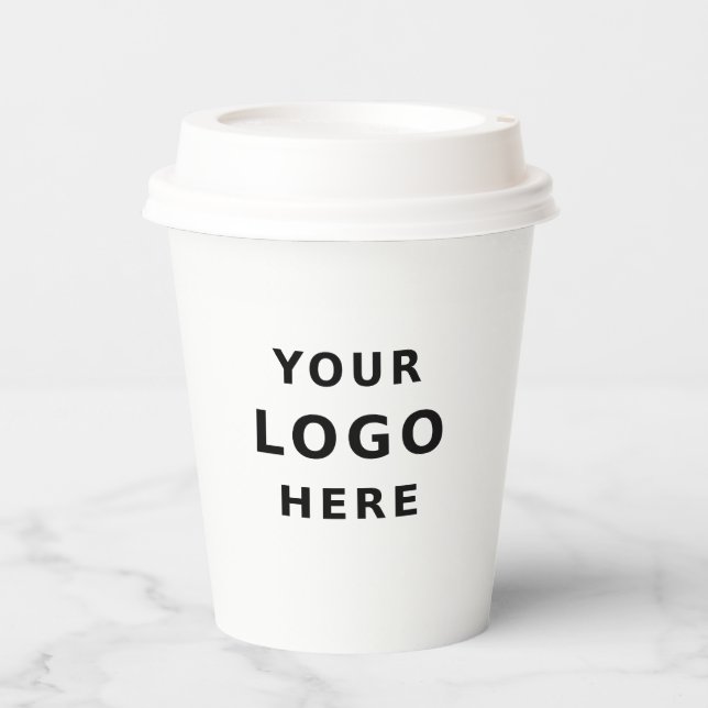 Ihr Firmenlogo Einfache Minimalistische Mitarbeite Pappbecher (Vorderseite)