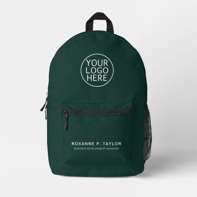 Ihr Firmenlogo Grüne Unternehmensmitarbeiter Bedruckter Rucksack (Vorderseite)