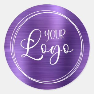 Ihr Firmenlogo hier Metallic Amethyst Runder Aufkleber
