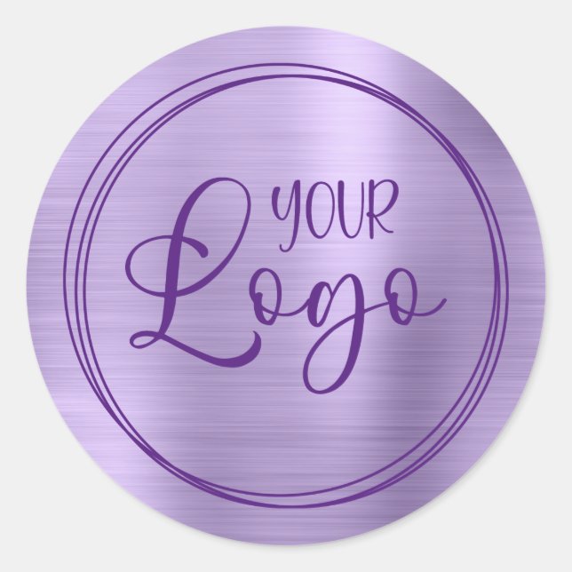 Ihr Firmenlogo hier Metallic blasses Lila Runder Aufkleber (Vorderseite)