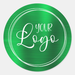 Ihr Firmenlogo hier: Metallic Green Runder Aufkleber