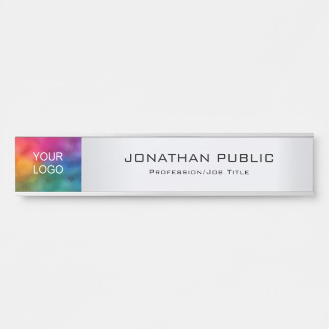 Ihr Firmenlogo hier Modernes Silber Türschild (Vorderseite )