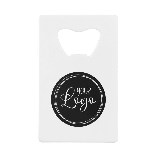 Ihr Firmenlogo im schwarzen Kreis Geldbeutel Flaschenöffner (Vorderseite)