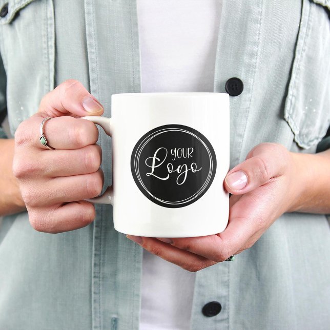 Ihr Firmenlogo im schwarzen Kreis Kaffeetasse (Your Business Logo on Black Circle Coffee Mug)
