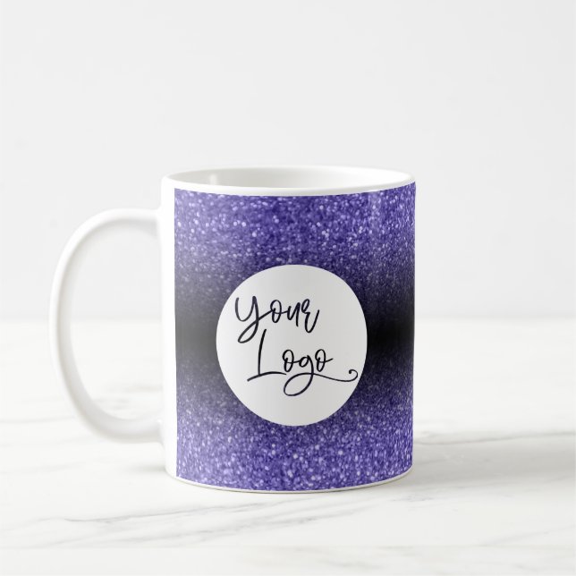 Ihr Firmenlogo Lila Glitzer und Schwarzes Ombre Kaffeetasse (Links)