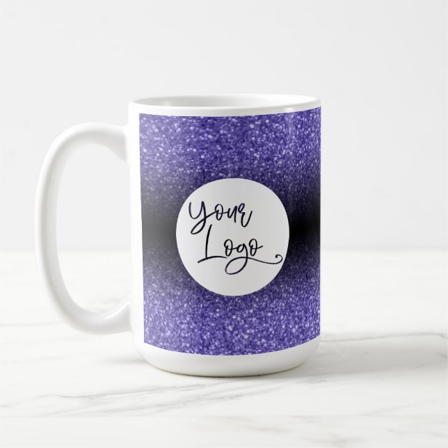 Ihr Firmenlogo Lila Glitzer und Schwarzes Ombre Kaffeetasse (Links)