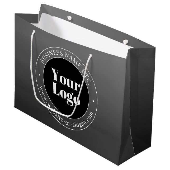 Ihr Firmenlogo oder Ihr Design und Ihr bearbeitete Große Geschenktüte (Vorderseite Schrägansicht)
