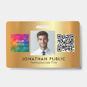 Ihr Firmenlogo QR-Code Mitarbeiterfoto Gold Ausweis