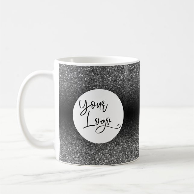 Ihr Firmenlogo, Silber und Schwarz Kaffeetasse (Links)