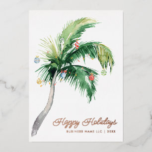 Ihr Firmenlogo Tropischer Palmbaum Weihnachten Folien Feiertagskarte