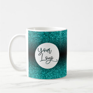 Ihr Firmenlogo, Türkises Glitter und Schwarzes Omb Kaffeetasse