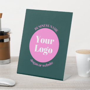 Ihr Firmenlogo und bearbeiteter Text Rosa und Gr Sockelschild