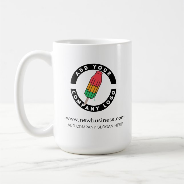 Ihr Firmenlogo und die Website-Adressleiste Kaffeetasse (Links)