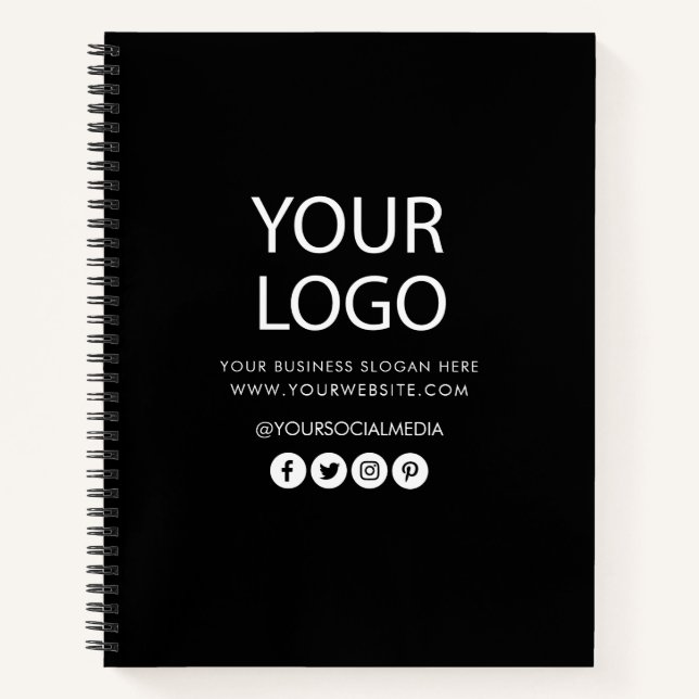 Ihr Firmenlogo und Ihre Textfirma als schwarz geke Notizbuch (Vorderseite)