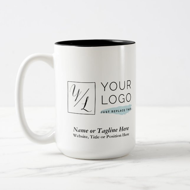 Ihr Firmenlogo und individuelle Details Zweifarbige Tasse (Links)