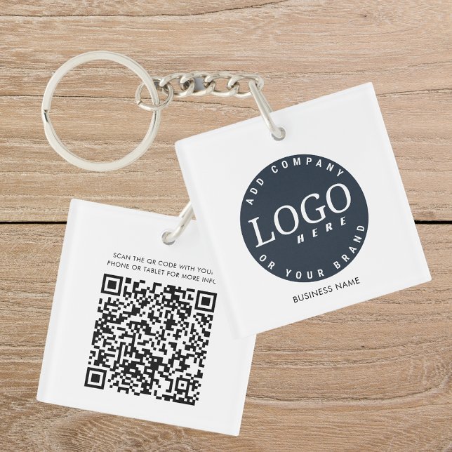 Ihr Firmenlogo und QR-Code - Mitarbeiter individue Schlüsselanhänger (Business Logo Custom Employees Swag Square Keychain)