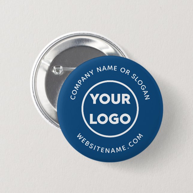 Ihr Firmenlogo und Text auf Blue Corporate Swag Button (Vorne & Hinten)