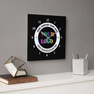 Ihr Firmenlogo und Text Business Clock Beispiel Quadratische Wanduhr