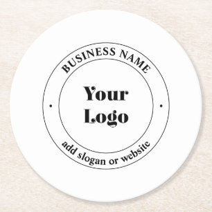 Ihr Firmenlogo und Werbetext   weiß Runder Pappuntersetzer