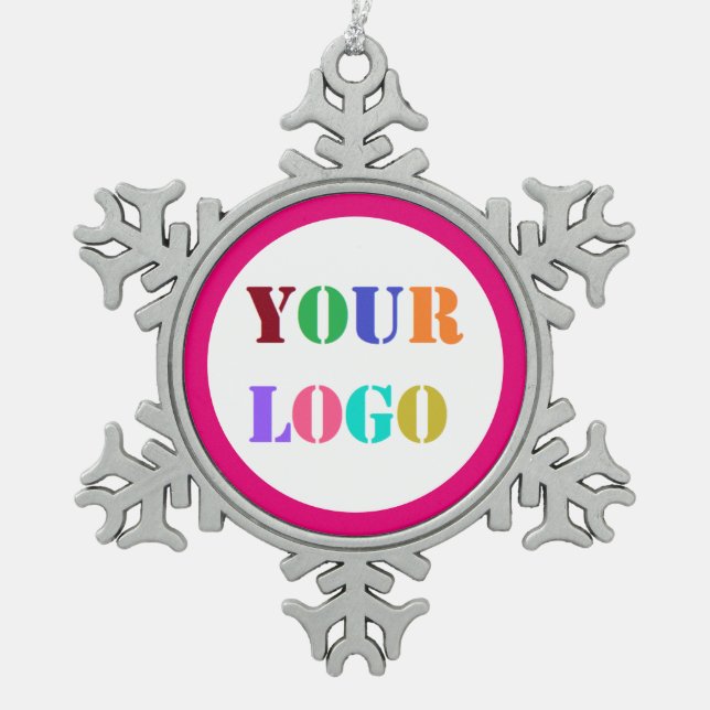 Ihr Firmenlogo Weihnachtsdekoration Schneeflocken Zinn-Ornament (Vorderseite)