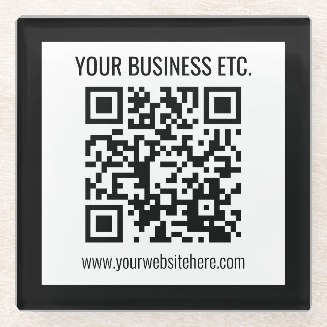 Ihr Firmenname & editierbarer QR-Code Glasuntersetzer (Vorderseite)