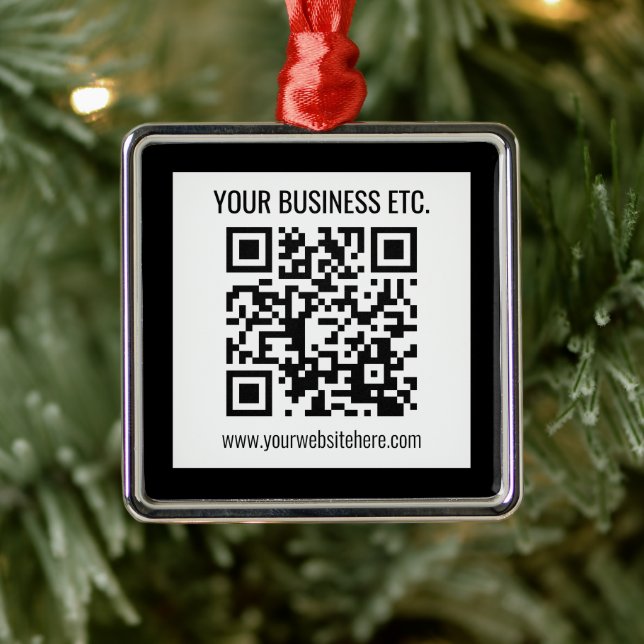 Ihr Firmenname und Ihr bearbeitbarer QR-Code Ornament Aus Metall (Baum)