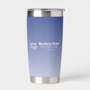 Ihr Firmenname und Ihr Logo   Editable Blue & Whit Thermobecher