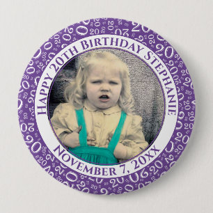 Ihr Foto 20. Geburtstag Zufallszahlen-Muster Button