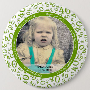 Ihr Foto: 40. Random-Zahlenmuster Grün/Weiß Button