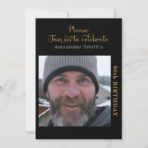 Ihr Foto 50. Geburtstag Black Gold Einladung