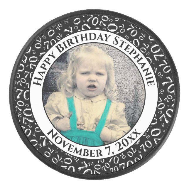 Ihr Foto 70. Random Zahlenmuster Schwarz/Weiß Eishockey Puck (Vorderseite)