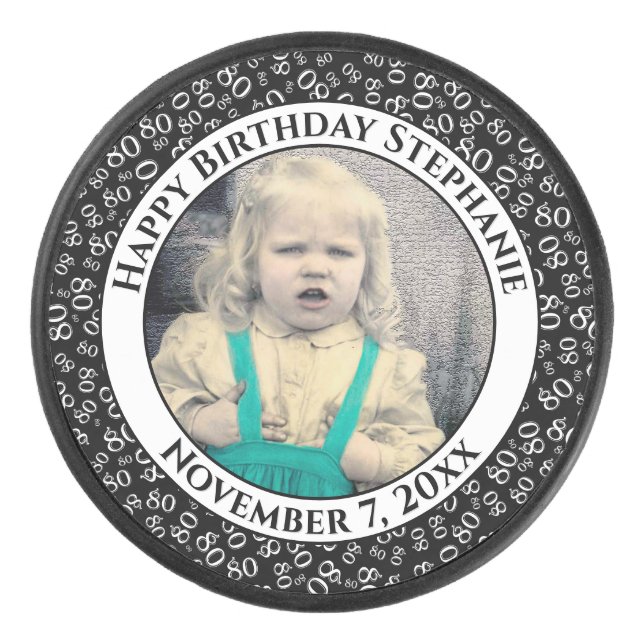 Ihr Foto 80. Random Zahlenmuster Schwarz/Weiß Eishockey Puck (Vorderseite)