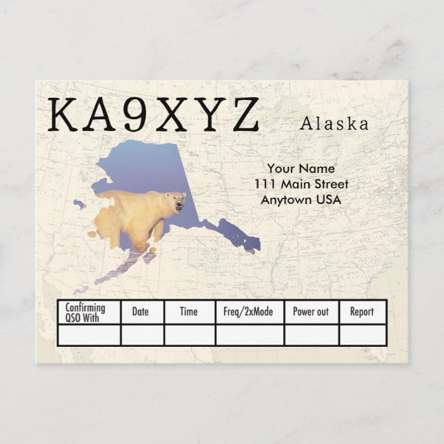 Ihr Foto Alaska geformt Cutout Custom QSL Postkarte (Vorderseite)