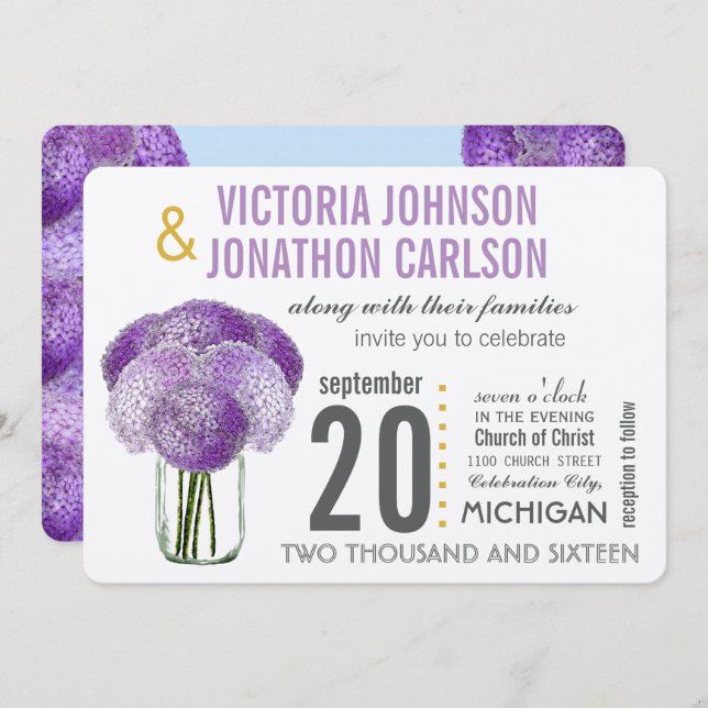 Ihr Foto auf Back Hydrangea in einem Mason Jar Einladung (Vorne/Hinten)